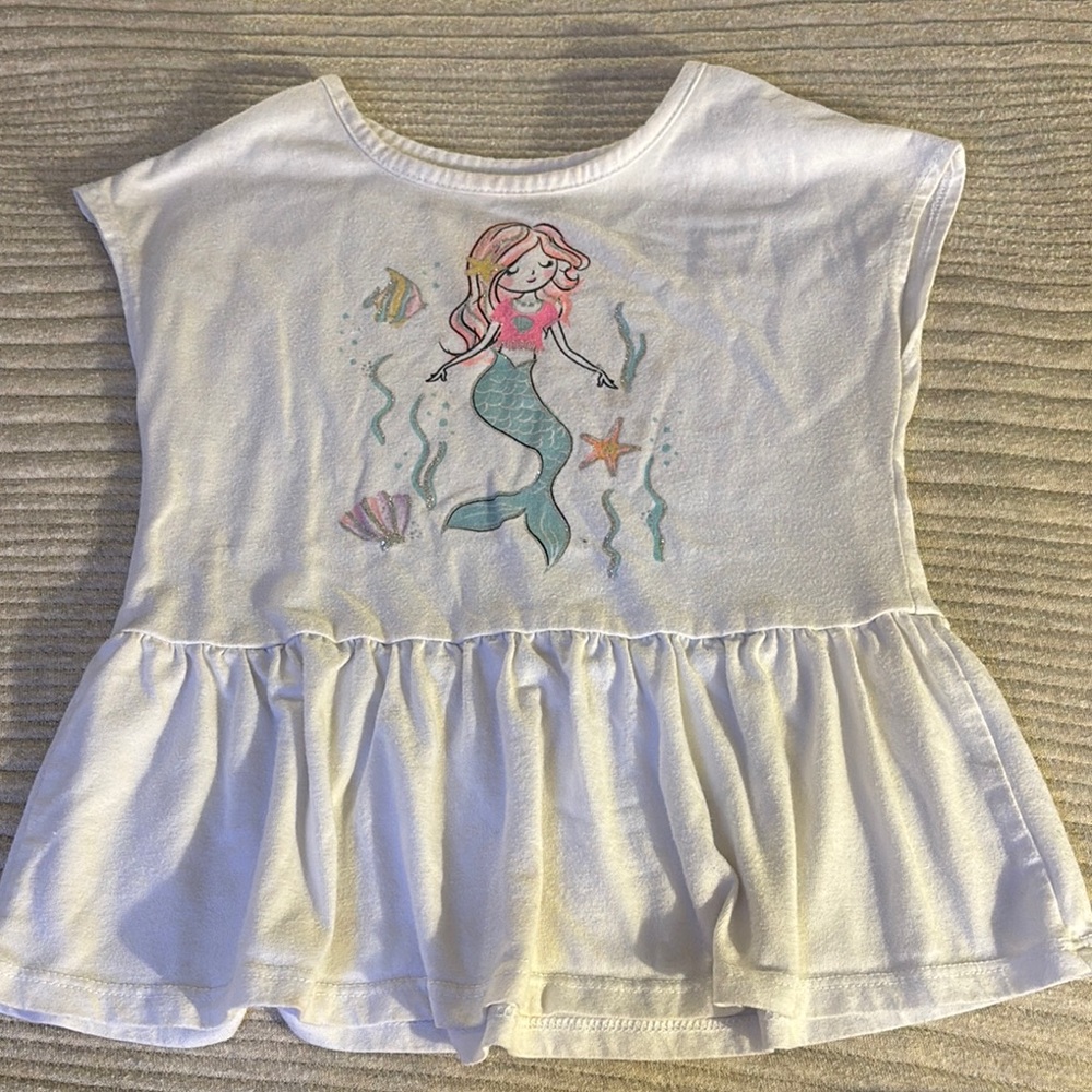 Mermaid Graphic Kids Top - White